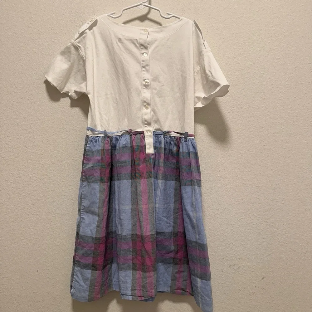 Burberry Girls Rhonda blue -purple check drop waist dress‎ 12Y